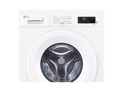 Lavadora carga frontal - LG F4X1008NWH, 8 kg, 1400 rpm, 10 programas, AI Direct Drive™, ThinQ™, Blanco Marfil