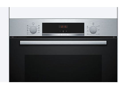 Horno - Bosch HBA514ES3, Serie 4, Multifunción, Limpieza por agua, 71 l, HotAir 3D, Mandos ocultables, 60 cm, inox