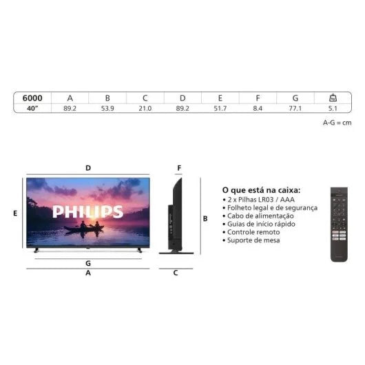 Philips LED 40 40PFS6000 FullHD Dolby Audio HDR10 Titan