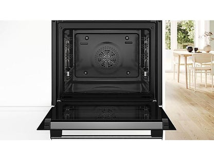 Horno - Bosch HBA574ES3, Multifunción, Pirolítico, 71 l, 59.4 cm, HotAir 3D, Asistente de limpieza con agua, Inox