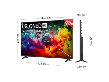 TV QNED 65 - LG 65QNED72B6B, UHD 4K, Procesador Inteligente α7 AI Processor 4K Gen9, Smart TV, DVB-T2 (H.265), Negro