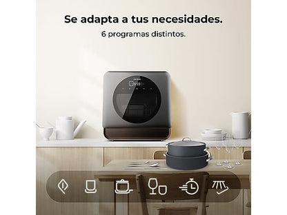 Lavavajillas compacto - CECOTEC Bolero Aguazero 1150 Dark, 3 servicios, 6 programas, 42,5 cm, 300