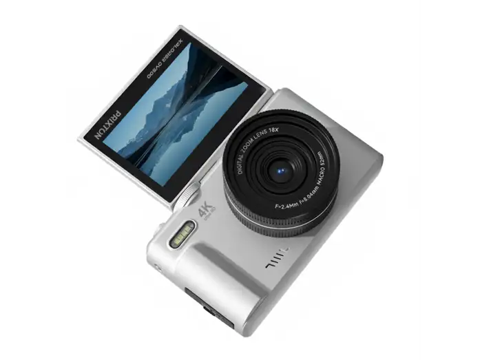Cámara - Prixton Xplorer DV900, 64 megapixel, 4K 3840p, 3 Pantalla LCD, IPS, Zoom 4X, Flash, Plata