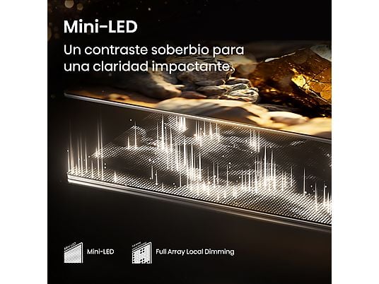 TV Mini LED 50 - Hisense 50E8Q, UHD 4K, 144 Hz, Hi-View Engine, Escalador HDR IA, Subwoofer integrado, Negro