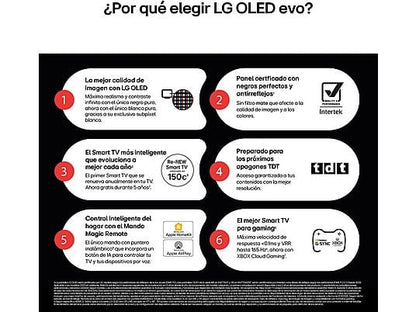 TV OLED 65" - LG OLED65G54LW, OLED 4K, Procesador Inteligente α11 AI Processor 4K Gen2, Smart TV, Gallery Design, Rocky Black