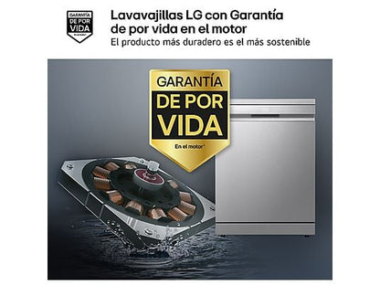 Lavavajillas - LG DF587HVS, 10 servicios, 10 programas, 60 cm, Lavado a vapor, Acero antihuellas