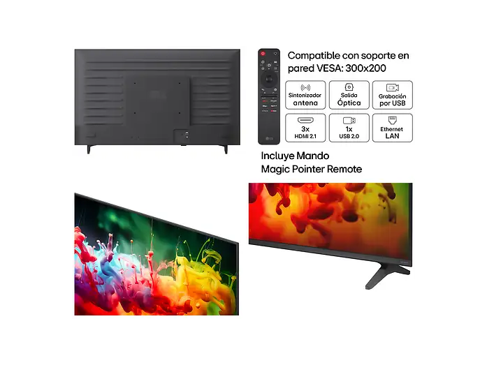 TV QNED Mini LED 50 - LG 50QNED72B6B, UHD 4K, Procesador Inteligente α7 AI Processor 4K Gen9, Smart TV, DVB-T2 (H.265), Negro