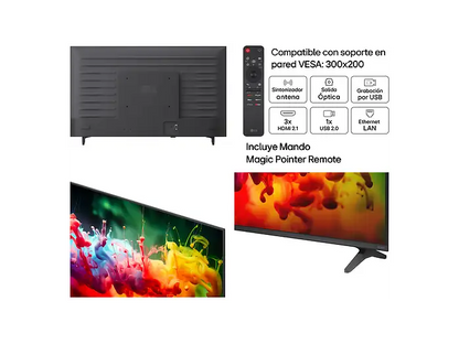 TV QNED Mini LED 50 - LG 50QNED72B6B, UHD 4K, Procesador Inteligente α7 AI Processor 4K Gen9, Smart TV, DVB-T2 (H.265), Negro