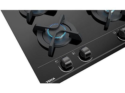 Placa de gas - Teka GBC 6400, 4 zonas, Gas natural, Mandos frontales ergonómicos, 60 cm, Negro
