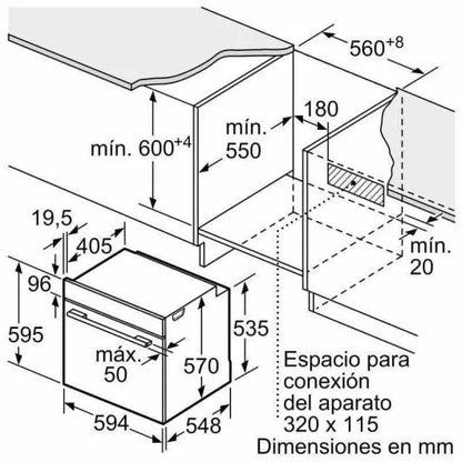 Horno Multifunción Bosch Serie 6 HBG578ES3 71L 60cm Pirolítico A+ Programas Automáticos Acero Inoxidable Negro