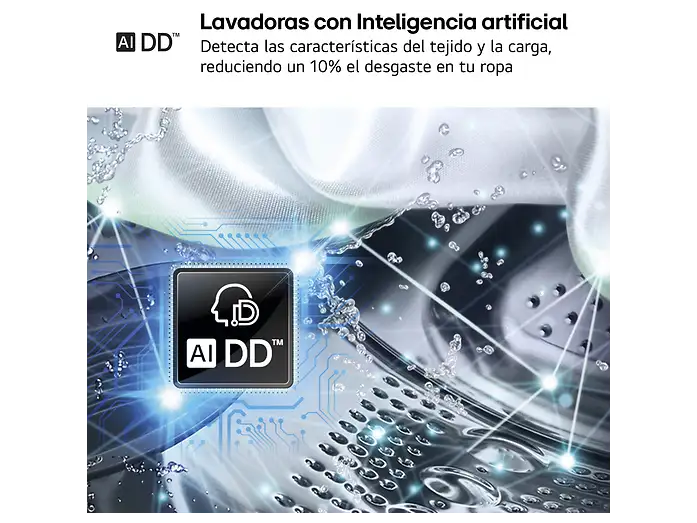 Lavadora carga frontal - LG F4X1009NWK, 9 kg, 1400 rpm, 10 programas, AI Direct Drive™, ThinQ™, Blanco Marfil