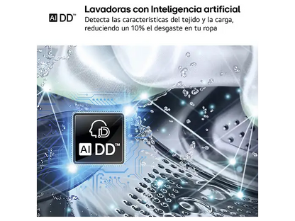 Lavadora carga frontal - LG F4X1009NWK, 9 kg, 1400 rpm, 10 programas, AI Direct Drive™, ThinQ™, Blanco Marfil