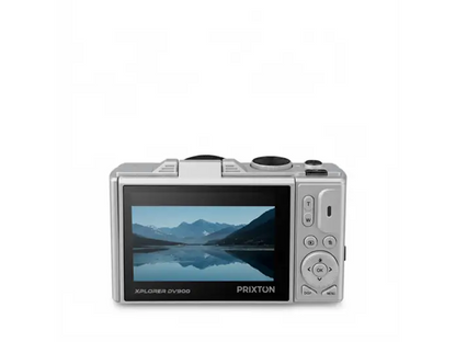Cámara - Prixton Xplorer DV900, 64 megapixel, 4K 3840p, 3 Pantalla LCD, IPS, Zoom 4X, Flash, Plata