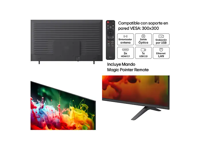TV QNED Mini LED 75 - LG 75QNED72B6A, UHD 4K, Procesador Inteligente α7 AI Processor 4K Gen9, Smart TV, DVB-T2 (H.265), Negro
