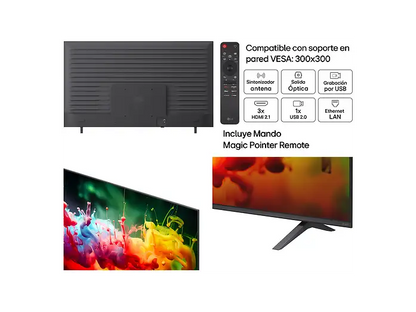 TV QNED Mini LED 75 - LG 75QNED72B6A, UHD 4K, Procesador Inteligente α7 AI Processor 4K Gen9, Smart TV, DVB-T2 (H.265), Negro
