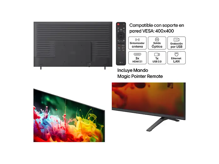 TV QNED Mini LED 85 - LG 85QNED72B6A, UHD 4K, Procesador Inteligente α7 AI Processor 4K Gen9, Smart TV, DVB-T2 (H.265), Negro