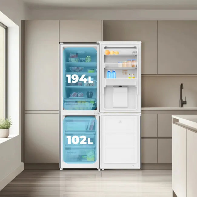 Cecotec Frigorífico Combi 2 Puertas con dispensador de agua Bolero CoolMarket Combi 296 DF WD Dark E, Dark Inox, 296 L