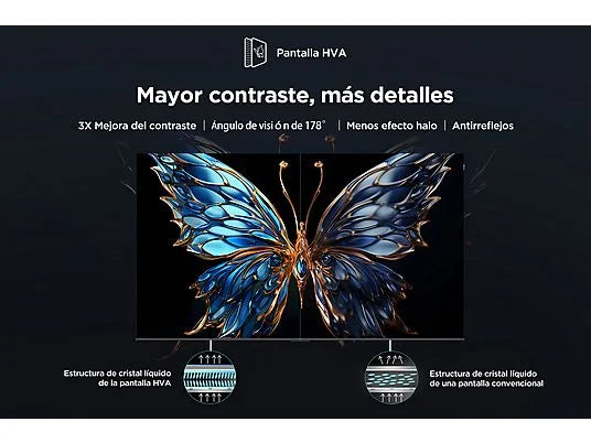 TV QLED 55" - TCL 55P7K, UHD 4K, AiPQ Processor, Smart TV, DVB-T2, 60 Hz, Pantalla HVA, Dolby Atmos, Negro