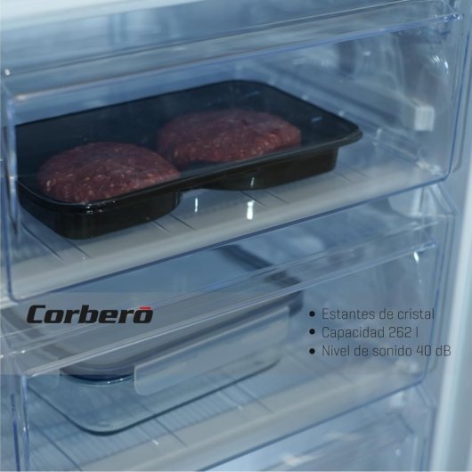 Frigorífico Corberó CCH1824EX 262L Inox Estático Luz LED Crisper Silencioso 40dB