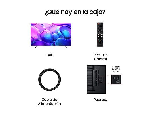 TV QLED 75 - Samsung TQ75Q6FAAUXXC, UHD 4K, Q4 Lite Processor, Smart TV, Negro