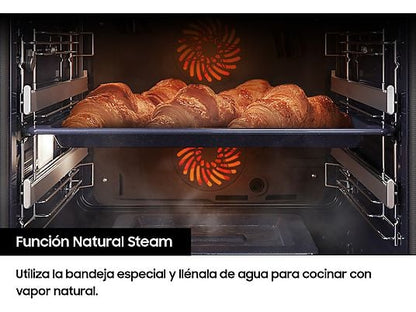 Horno de vapor - Samsung NV7B5750TDKU1, Multifunción, Pirolítico, Air Fry, 76l, 59.5 cm, Dual Cook Flex, WiFi, Negro