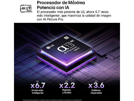 TV OLED 55 - LG OLED55G54LW.AEU, UHD 4K, Procesador Inteligente α11 AI Processor 4K Gen2, Smart TV, DVB-T2 (H.265), Rocky Black