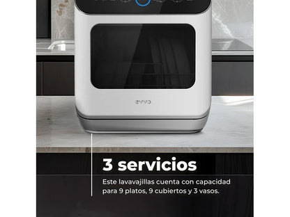 Lavavajillas EVVO Mini D Trip 2, 3 Cubiertos, 6 Programas, Blanco, Ancho 420 mm