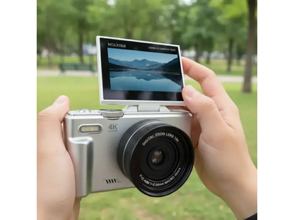 Cámara - Prixton Xplorer DV900, 64 megapixel, 4K 3840p, 3 Pantalla LCD, IPS, Zoom 4X, Flash, Plata