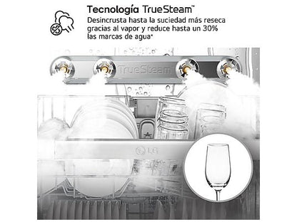 Lavavajillas - LG DF587HVS, 10 servicios, 10 programas, 60 cm, Lavado a vapor, Acero antihuellas