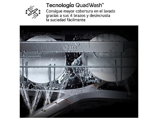 Lavavajillas - LG DF273FW, 14 servicios, 10 programas, 60 cm, QuadWash™, Blanco