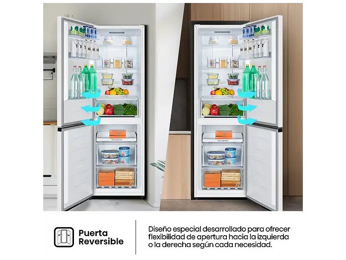 Frigorífico combi - Hisense RB390N4AWE1, Puerta reversible, Congelamiento rápido, No Frost, 186 cm, 304 l, Blanco