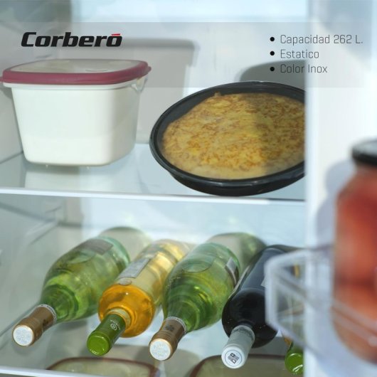Frigorífico Corberó CCH1824EX 262L Inox Estático Luz LED Crisper Silencioso 40dB