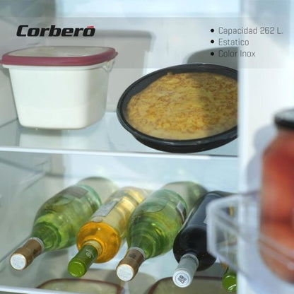 Frigorífico Corberó CCH1824EX 262L Inox Estático Luz LED Crisper Silencioso 40dB