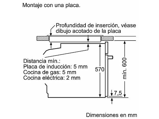 Horno - Bosch HBA514ES3, Serie 4, Multifunción, Limpieza por agua, 71 l, HotAir 3D, Mandos ocultables, 60 cm, inox