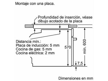 Horno - Bosch HBA514ES3, Serie 4, Multifunción, Limpieza por agua, 71 l, HotAir 3D, Mandos ocultables, 60 cm, inox