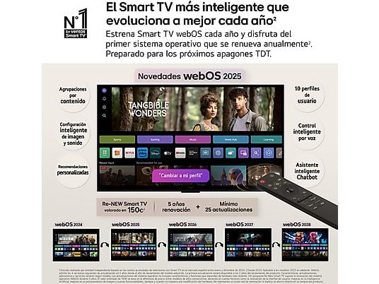 TV OLED 55 - LG OLED55G54LW.AEU, UHD 4K, Procesador Inteligente α11 AI Processor 4K Gen2, Smart TV, DVB-T2 (H.265), Rocky Black