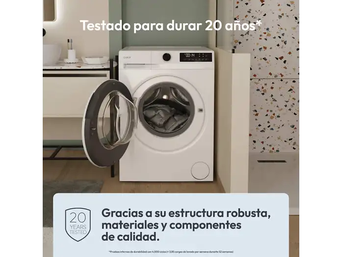 Lavadora carga frontal - Candy GD 4105-S ProWash 300, 10 kg, 1400 rpm, 16 programas, Blanco