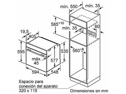 Horno compacto - Bosch HBG774KB1, Serie 8, Multifunción, Pirolítico, 71 l, 54.9 cm, Negro