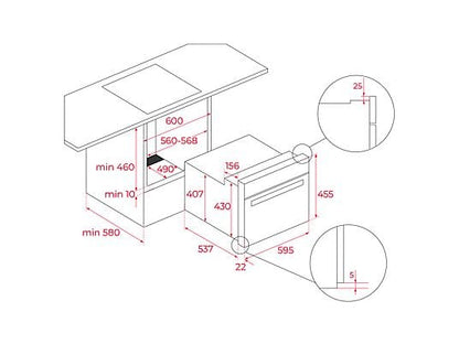 Horno - Teka NEO HSC 6350, Multifunción, 44l, Ancho 59.5 cm, 8 funciones, Sistema ThermoSeal, Sistema HydroClean, Acero Inoxidable