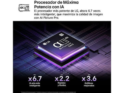 TV OLED 77 - LG OLED77G54LW, OLED 4K, Procesador Inteligente α11 AI Processor 4K Gen2, Smart TV, Gallery Deisgn, Rocky Black
