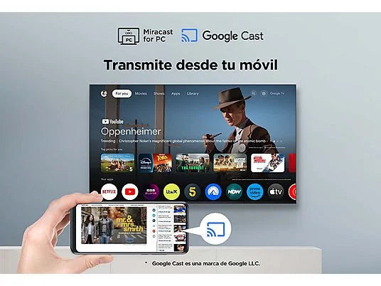 TV QLED 75 - TCL 75P7K, UHD 4K, AiPQ Processor, Smart TV, DVB-T2, 60 Hz, Pantalla HVA, Dolby Atmos, Negro