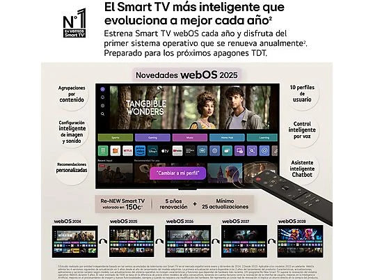 TV OLED 83" - LG OLED83G54LW.AEU, OLED 4K, Procesador Inteligente α11 AI Processor 4K Gen2, Smart TV, DVB-T2 (H.265), Rocky Black