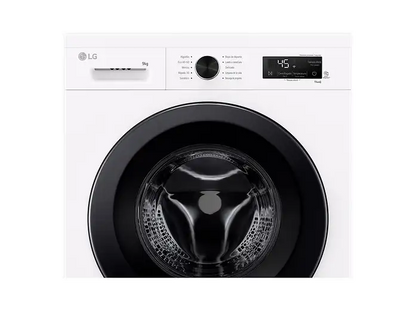 Lavadora carga frontal - LG F4X1009NWK, 9 kg, 1400 rpm, 10 programas, AI Direct Drive™, ThinQ™, Blanco Marfil