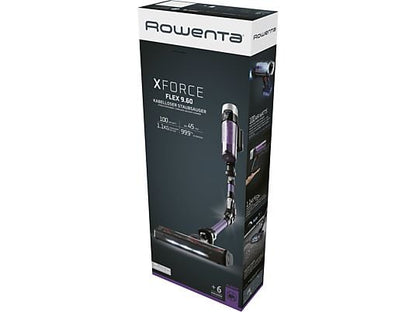 Aspirador escoba - Rowenta RH2039WO X-Force Flex 9.60 Allergy, 200 W, 0.4 L, 45 min, Tecnol. Ciclónica, 3 modos, Multisuperficie, Ultraligera, Púrpura
