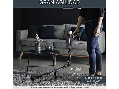 Aspirador escoba - Rowenta RH2039WO X-Force Flex 9.60 Allergy, 200 W, 0.4 L, 45 min, Tecnol. Ciclónica, 3 modos, Multisuperficie, Ultraligera, Púrpura