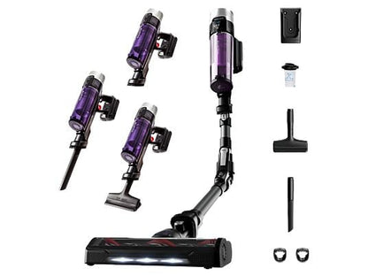 Aspirador escoba - Rowenta RH2039WO X-Force Flex 9.60 Allergy, 200 W, 0.4 L, 45 min, Tecnol. Ciclónica, 3 modos, Multisuperficie, Ultraligera, Púrpura