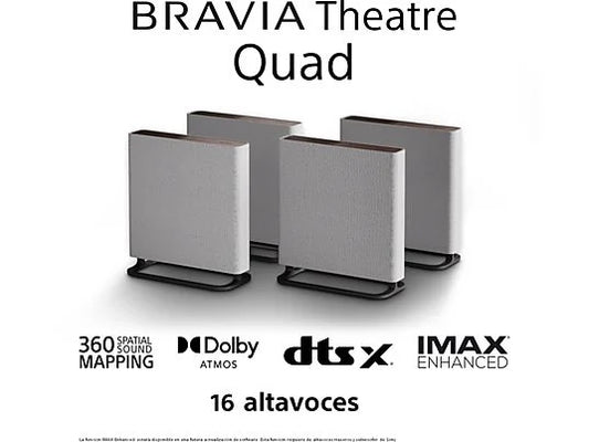 Barra de sonido - Sony BRAVIA Theatre Quad, Home cinema, 4 altavoces, 16 canales, Dolby Atmos, WiFi, Bluetooth, 360 Spatial Sound Mapping, HTA9M2