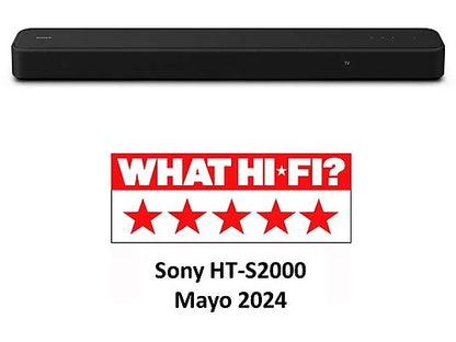 Barra de sonido - Sony HT-S2000, 3.1 Canales, Dolby Atmos, DTS:X, Bluetooth, Subwoofer integrado dual, 350 W, Sonido envolvente, HDMI, Negro