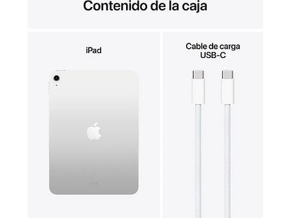 Apple iPad (11ªgen), 128GB, Plata, WiFi, 11, Retina, Chip A16 Bionic, iPadOS 18, Cable de carga USB‑C, Sin Adaptador de corriente