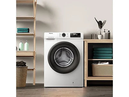 Lavadora carga frontal - Hisense WF1Q8041BW, 8 kg, 1400 Rpm, Función Vapor, Eficiencia A-20%, Blanco